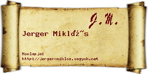 Jerger Miklós névjegykártya
