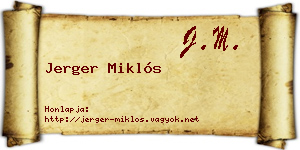 Jerger Miklós névjegykártya